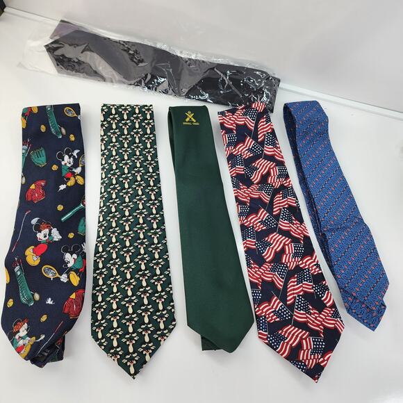 Shillito's Other - Lot 6 Men’s Vintage Novelty Ties Silk Mickey Mouse Sylvester Flags Business Work